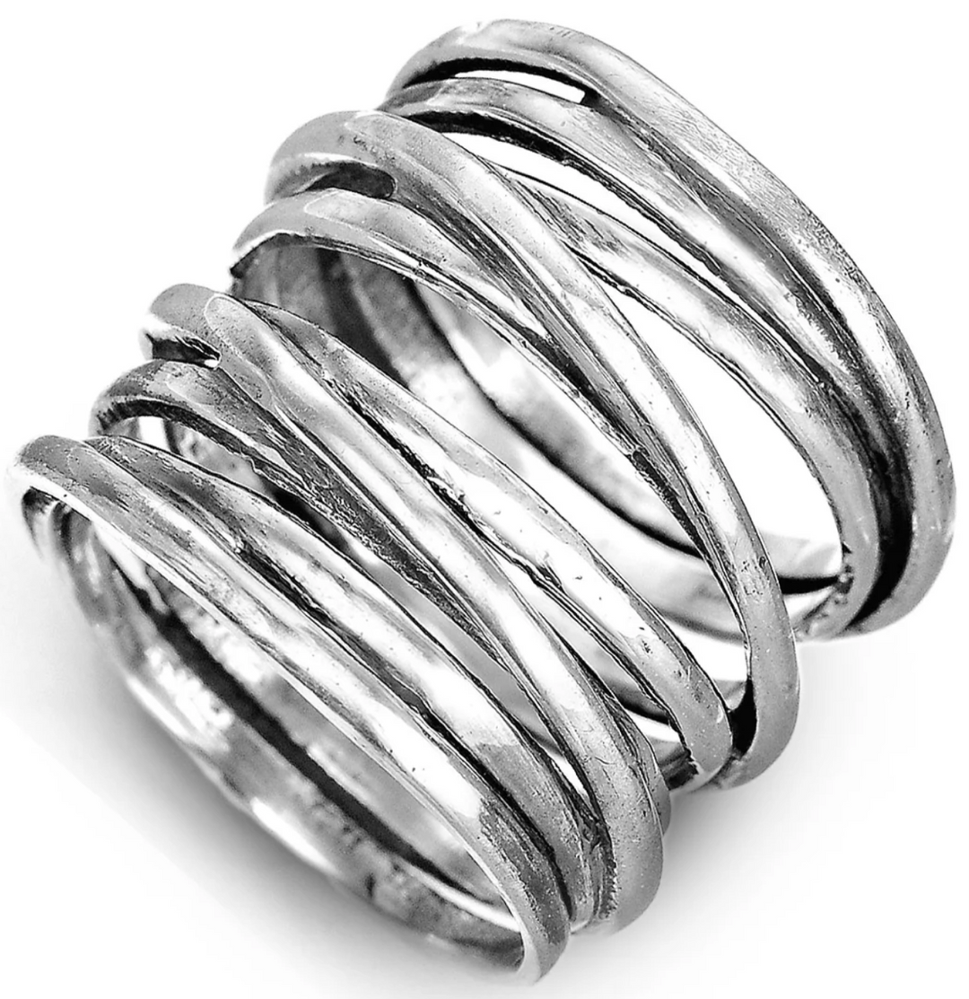 Fine Silver Textured order Wrap Ring Size 6.5 US Wide Band Ring .999